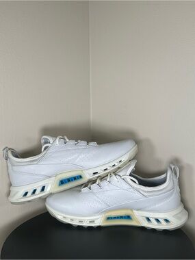 Ecco White Sneakers with Blue Accent